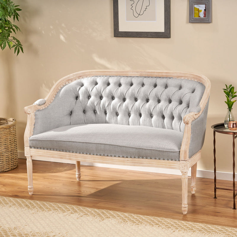 French Country Chesterfield Style Tufted Loveseat