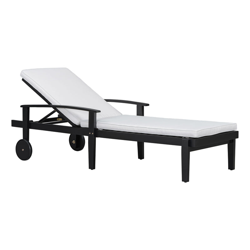 Jason - Black Chaise Lounge Adjustable Acacia Wood Outdoor Furniture