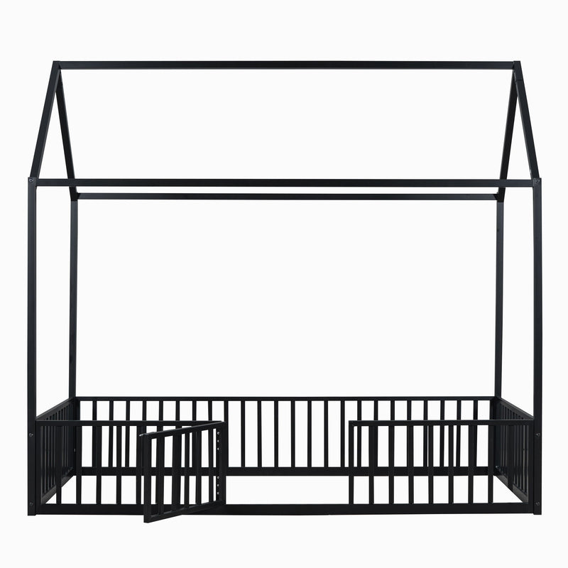 Metal House Bed With Fence And Door