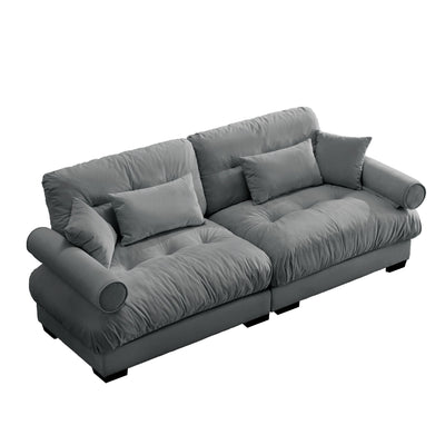 Modern Oversize Sofa With Cloud Like Comfort, Featuring Waist And Throw Pillows