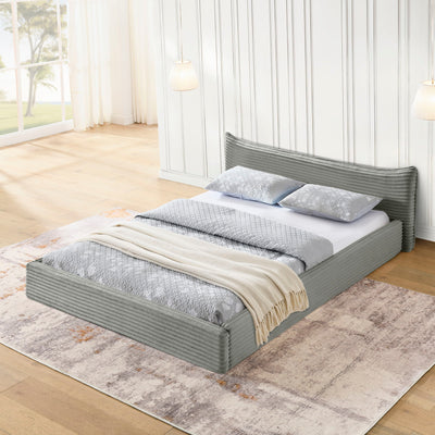 Modern Upholstered Bed Frame With Curved Headboard