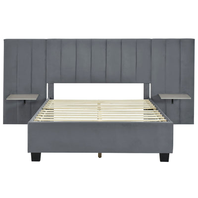 Upholstered Platform Bed With Big Headboard