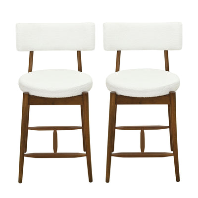 Mid Century Modern Counter Stools, Fabric Upholstered Chairs