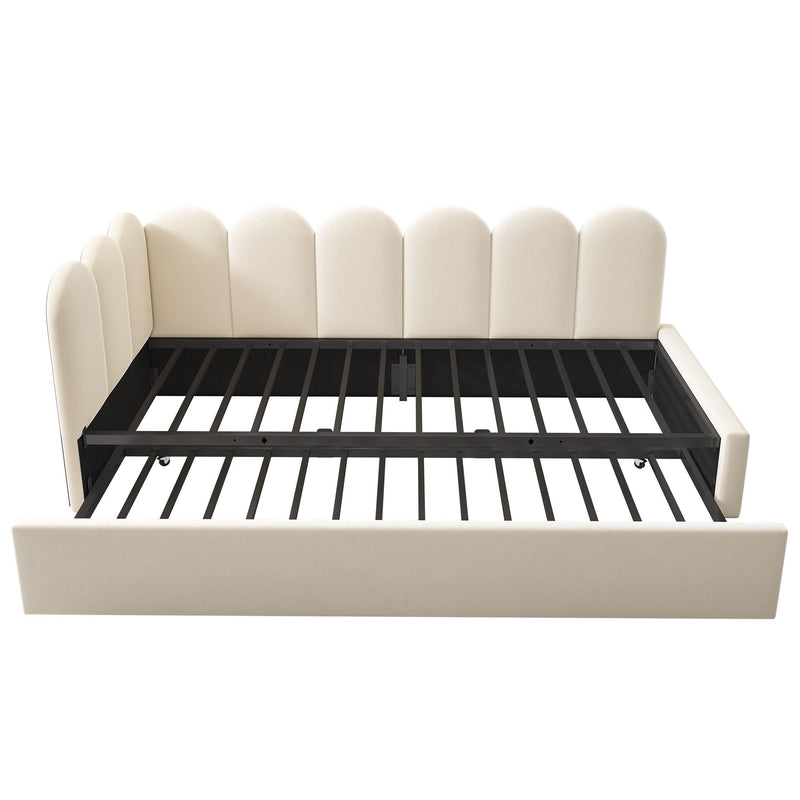 Upholstered Daybed With Metal Slatted Base