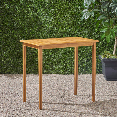 Outdoor Minimalist Acacia Wood Rectangle Bar Table
