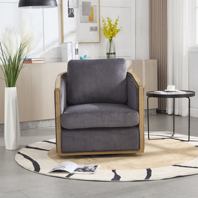 Corduroy Barrel Chair, 360 Degree Swivel