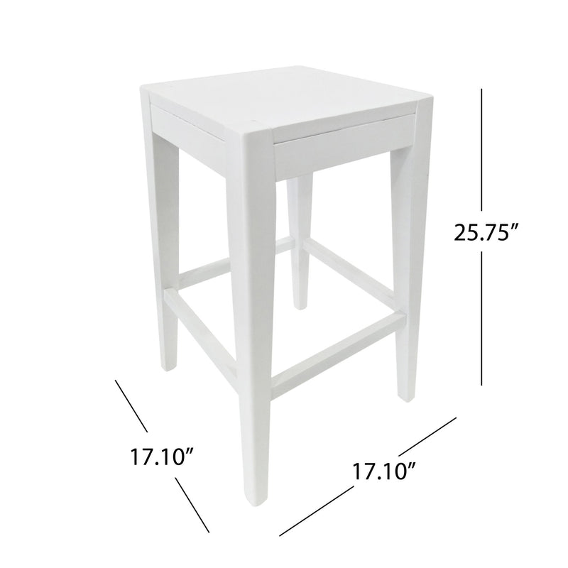 Counter Barstool (Set of 2), Rubber Wood - White