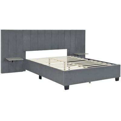 Upholstered Platform Bed With Big Headboard