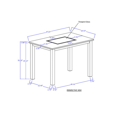Dining Table Set With 4 Chairs, 5 Piece Set - Gray