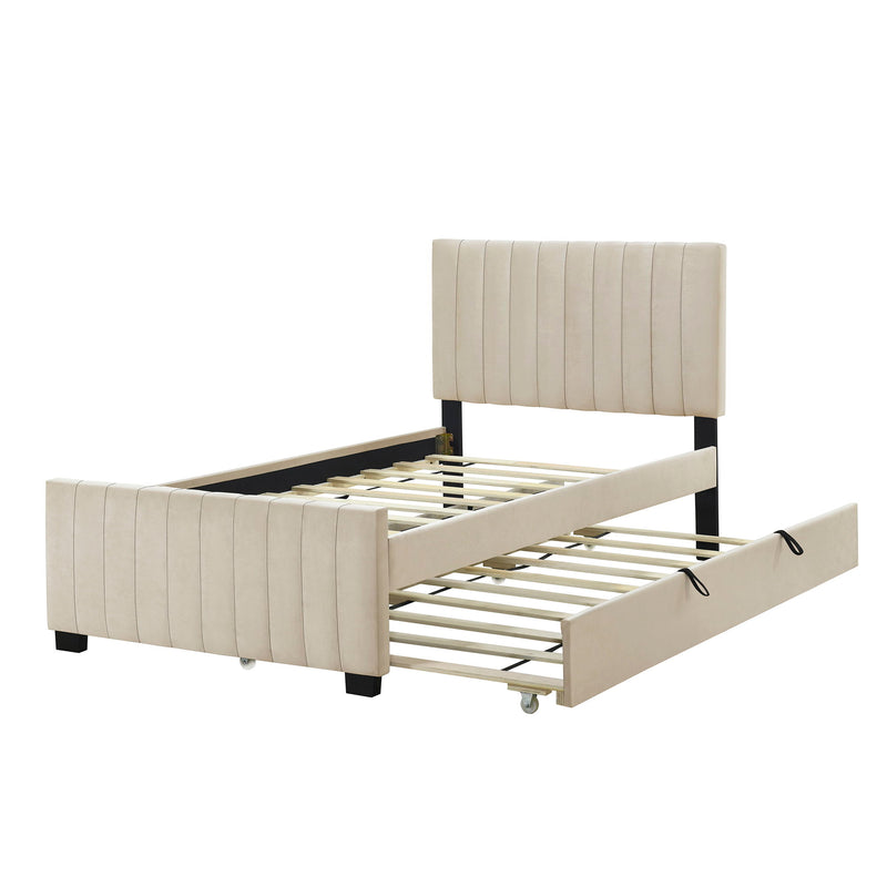 Upholstered Design Platform Bed With Trundle