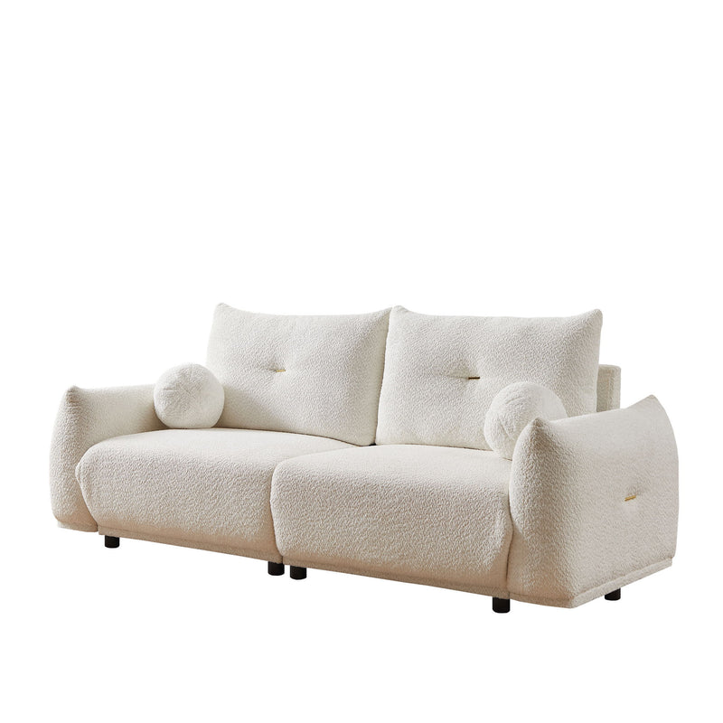 2 Seater Cushion Sofa With 2 Cushions And 2 Ball Pillows
