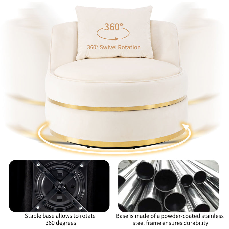 360 Degree Swivel Over Sized Upholstered Barrel Chair
