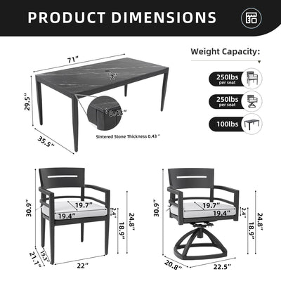Modern Outdoor Patio Dining Set With Table And Chairs With Sunbrella Cushions
