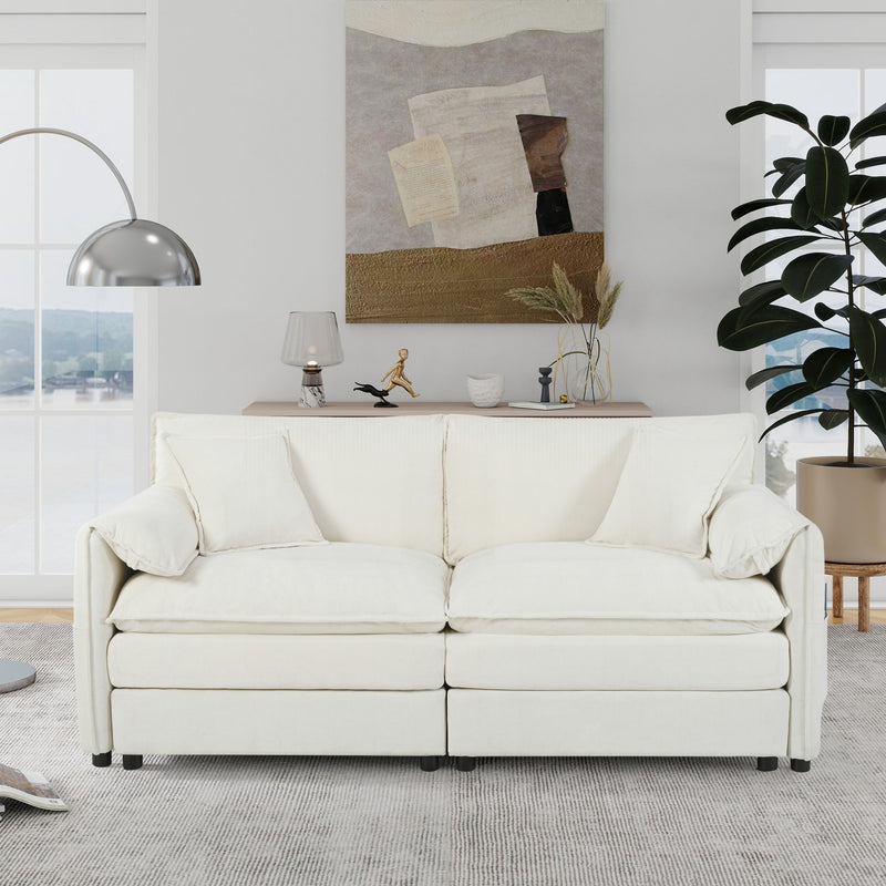 Modern Oversized Chenille Loveseat Sofa With Deep Seat And Diy Combination