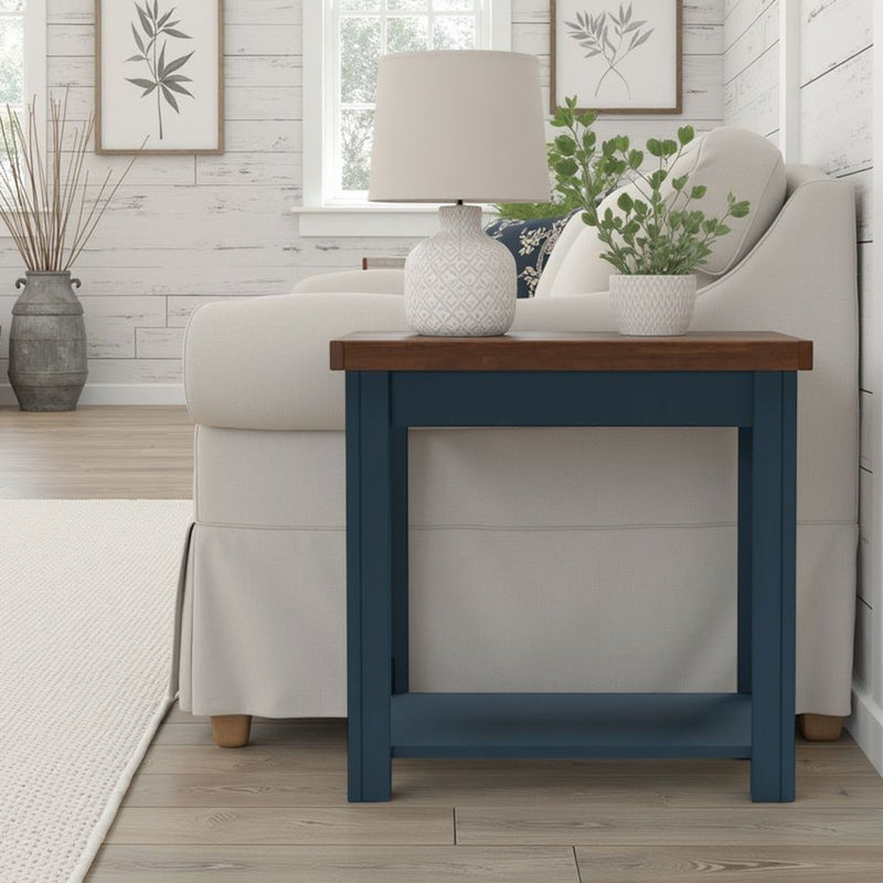 Nantucket - Side Table - Blue Denim, Whiskey