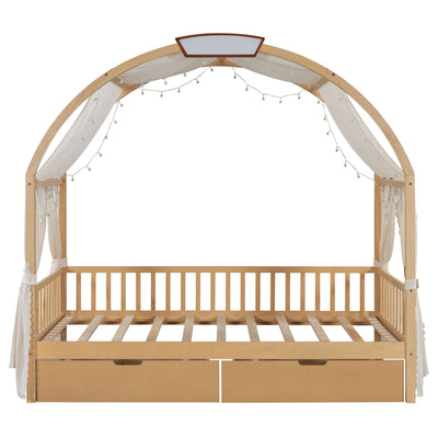 Bed With Arched Roof And 2 Drawers