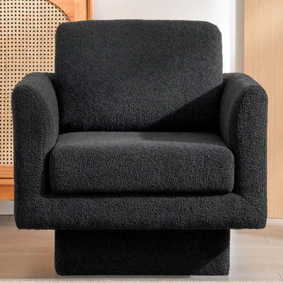 360° Modern Swivel Accent Chair Round Armchair, Thick Padded Single Lounge Sofa Upholstered Comfy