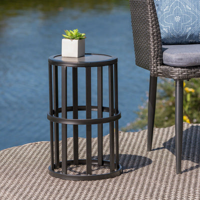 Outdoor Powder Coated Side Table - Gray