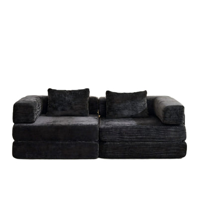 Convertible Floor Sofa Bed With Pillow Back Support Armrest