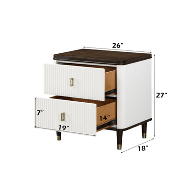 Carena - Night Stand With USB - White / Walnut