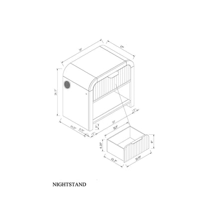 Beverly - Nightstand With Speakers, Rounded Sides - Black White
