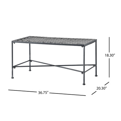 Luna - Outdoor Iron Coffee Table - Black Brush Silver
