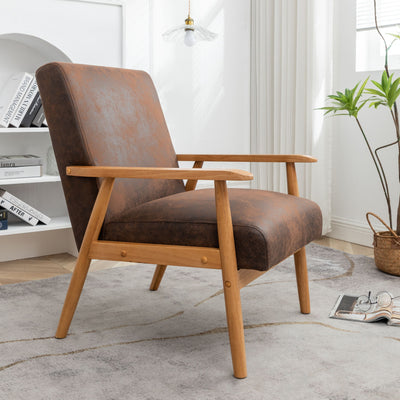 Wide Classic Mid-Century Modern Arm Chair - Light Brown