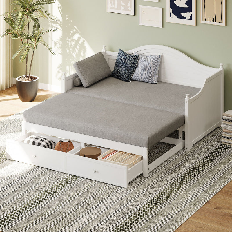 Daybed With Extendable Trundle And Storage Drawers