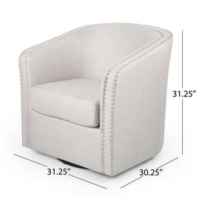Modern Upholstered Swivel Club Chair With Nailhead Trim
