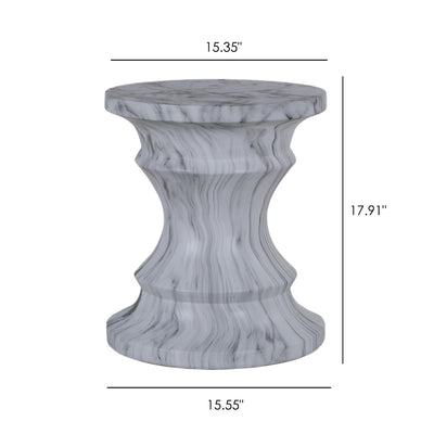 Geometric Round Outdoor End Table - Marble