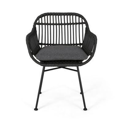 Outdoor Rattan Accent Chair With Metal Legs