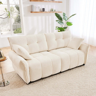 Modern Sofa & Pillows, Textured Cover, High Rebound Cushions
