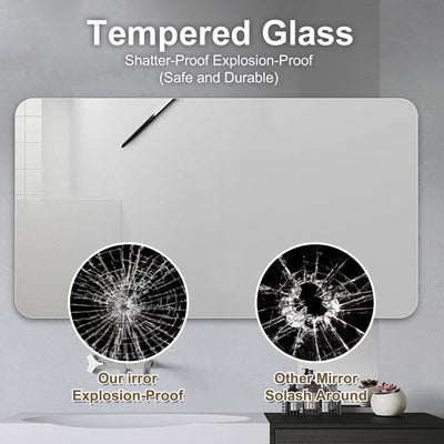 Bathroom Vanity Mirror, Wall Mounted Mirror For Bathroom Anti-Fog Waterproof - Clear