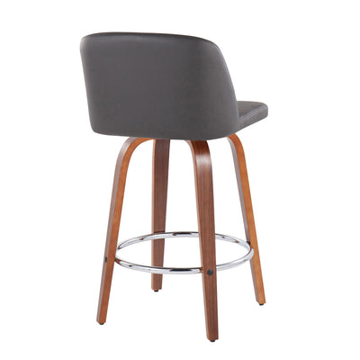 Toriano - Mid-Century Modern Fixed Height Counter Stool With Round Footrest (Set of 2)