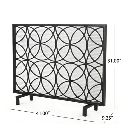 Thayer - Single Panel Iron Fireplace Screen With Geometric Design