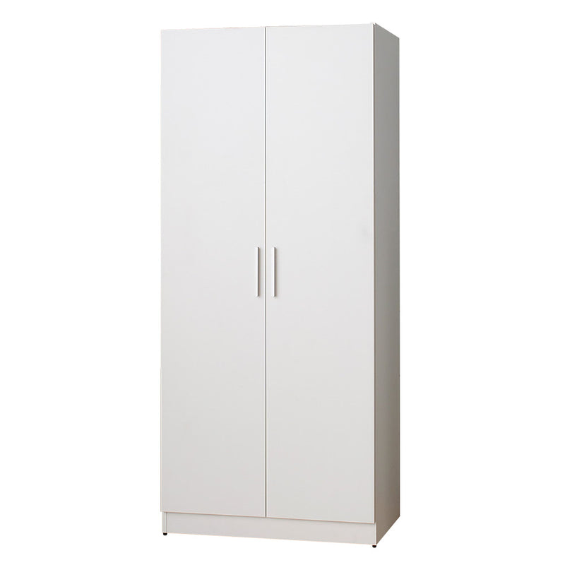 Viviane - Contemporary Wood Closet With Hanging Bars And 5 Shelves - White