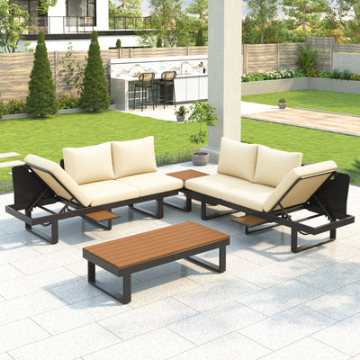 Outdoor Sectional Sofa Set With Adjustable Reclining Seats
