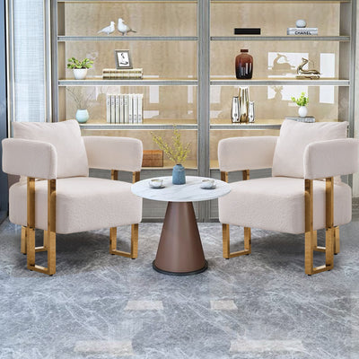 Modern Decorative Chair Teddy Fleece Upholstered And Metal Foot