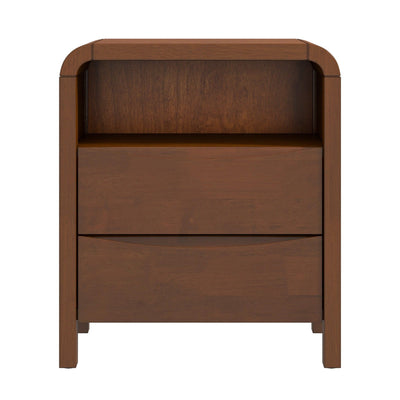 Lionel - Mid-Century Modern Nightstand 2 Drawer - Brown