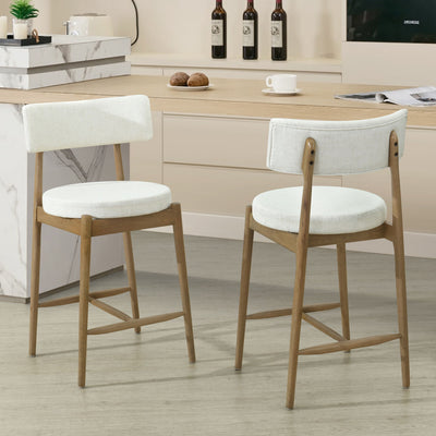 Mid Century Modern Counter Stools, Fabric Upholstered Chairs