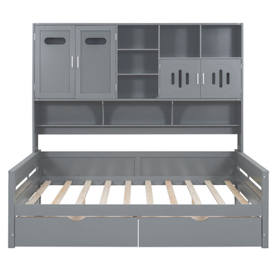 Daybed With All-In-One Cabinet And Shelf