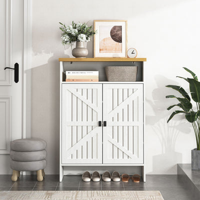 Modern Minimalist Shoe Cabinet With Sliding Door Design - White