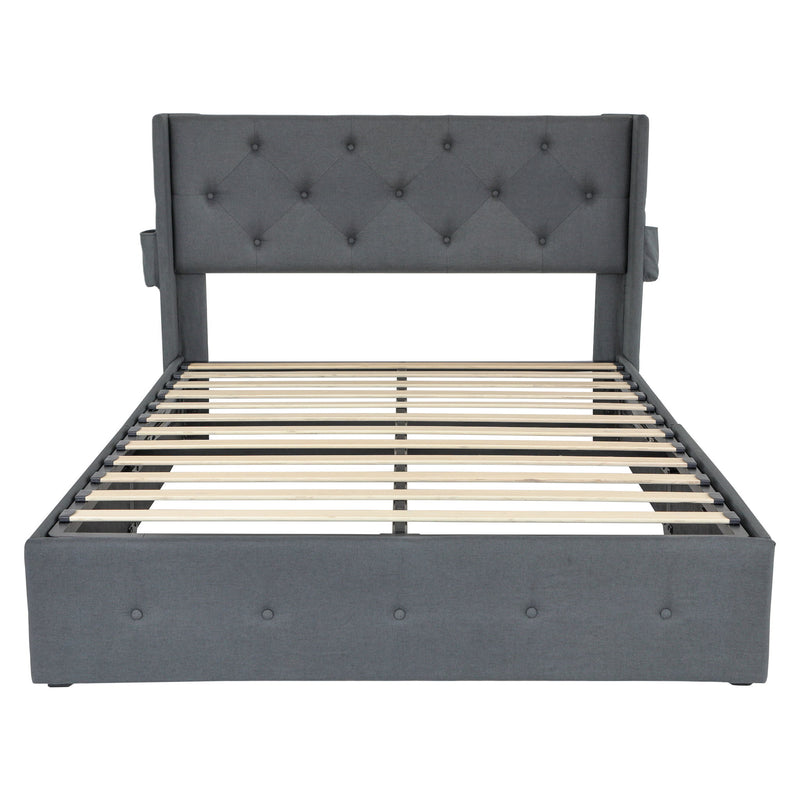 Bed With Gas Lift Storage, USB Ports