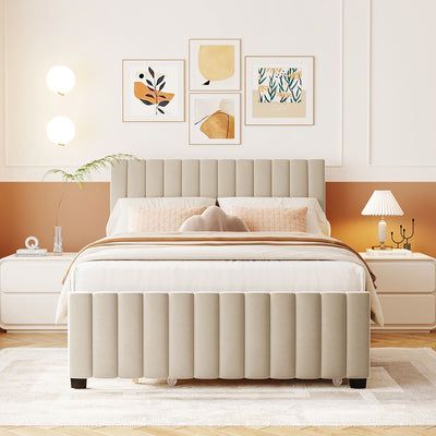 Elegant Upholstered Platform Bed With Twin Size Trundle