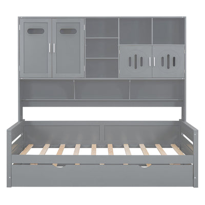 Daybed With All-In-One Cabinet And Shelf