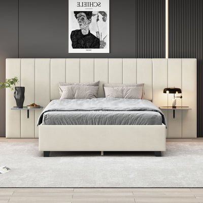 Upholstered Platform Bed With Big Headboard