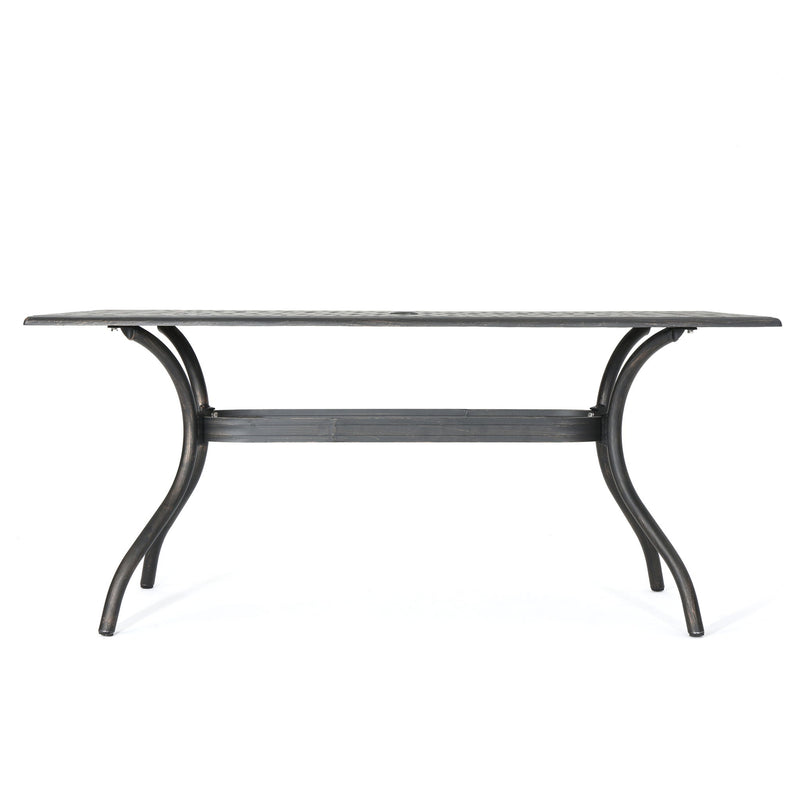 Enchantia - Outdoor Rectangular Dining Table With Weave Tabletop And Flared Legs - Copper