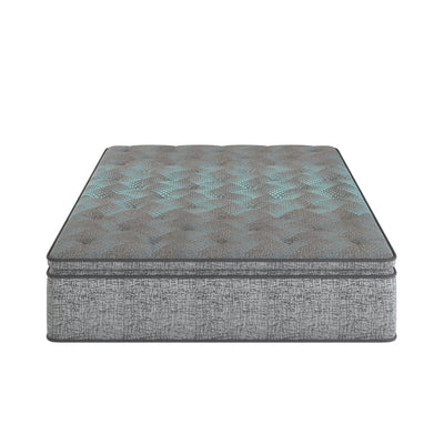 Comfort Care - 12" Twin Hybrid Euro Top Mattress, Plush Comfort With Individual Pocketed Coil - Gray / Blue