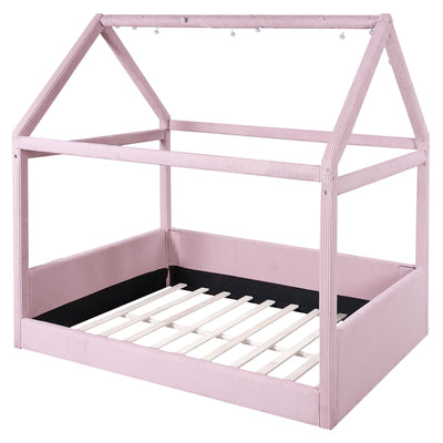 Upholstered House Style Daybed With LED Light Strips