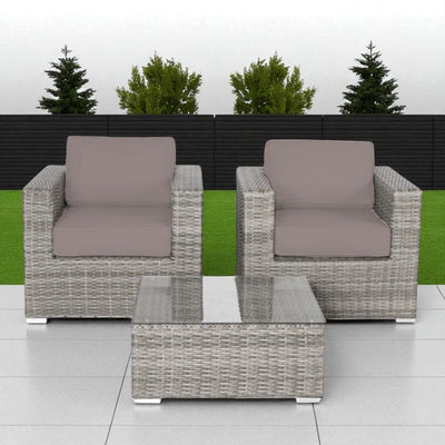 Wicker Seating Group Set With Table And Cushions